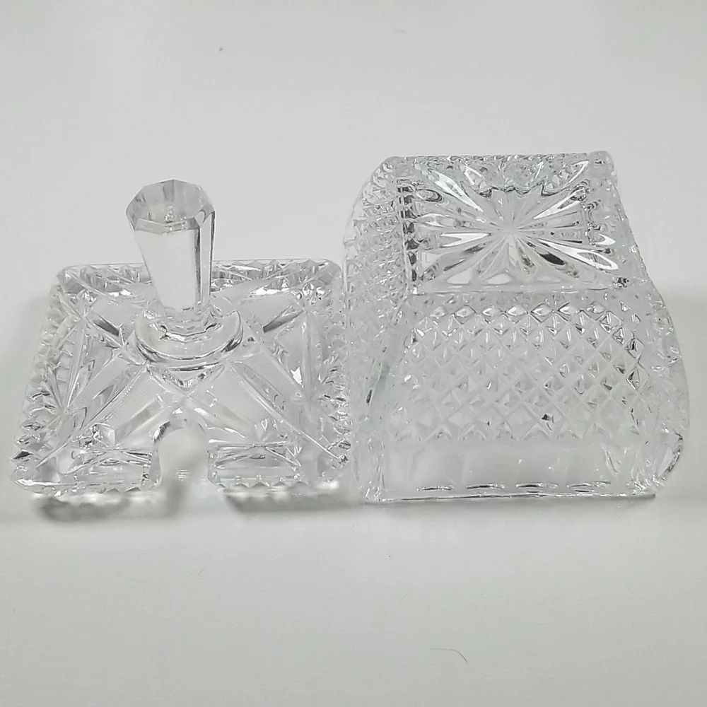 Vintage Clear Cut Lead Crystal Sugar, Jam or Jelly Bowl with Lid